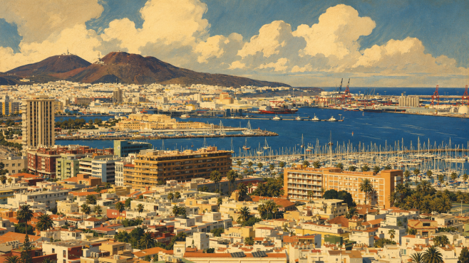Aussichtspunkt über den Hafen Las Palmas und Santa Catalina