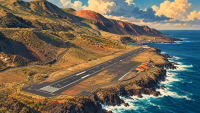 Landebahn des Flughafens el Hierro am Berghang