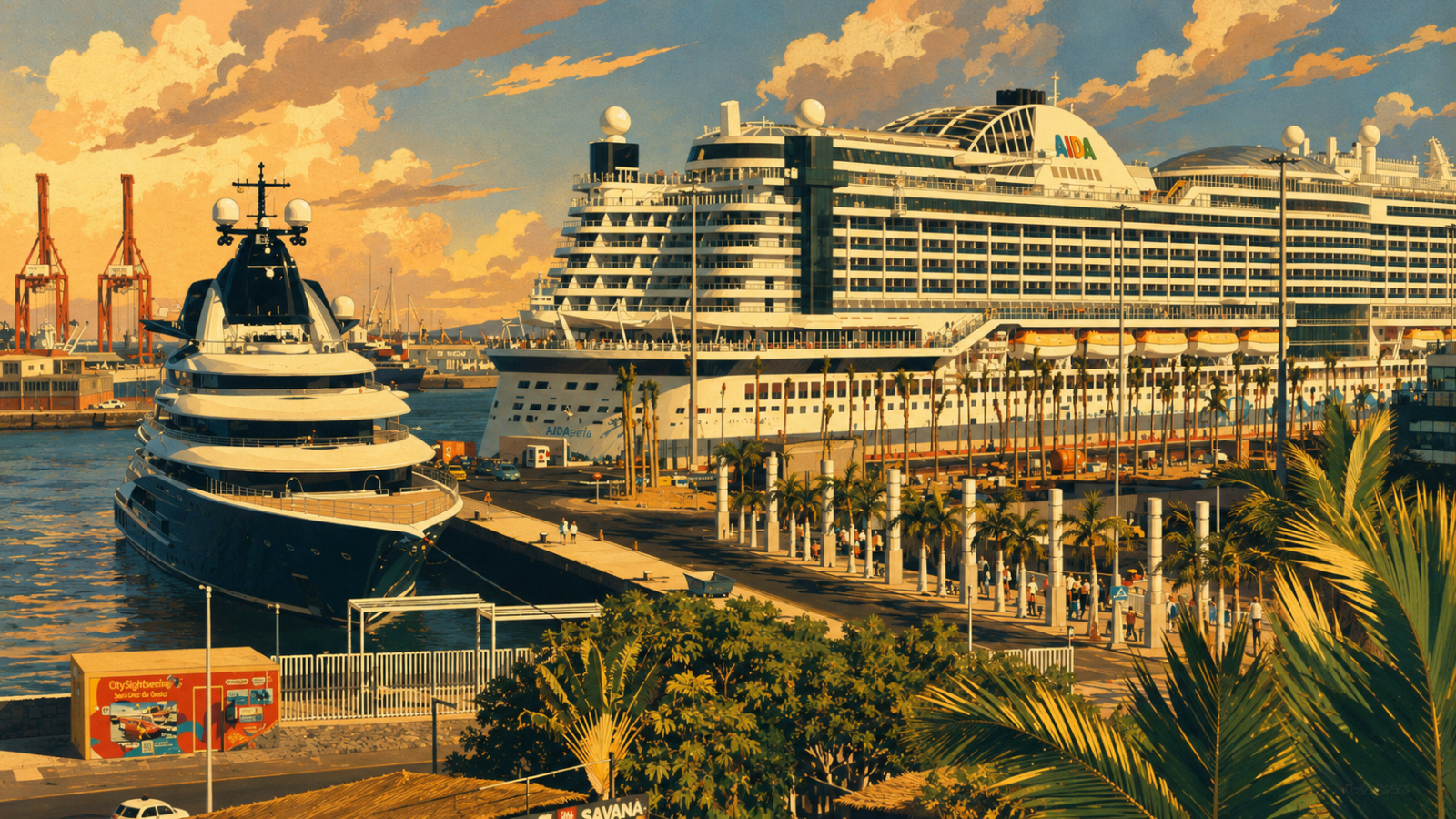 view over the cruise port muelel Santa Catalina within Las palmas Port Area