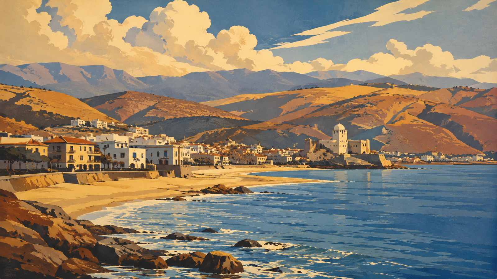 Panoramablick auf die vier Stadtstrände von Las Palmas de Gran Canaria