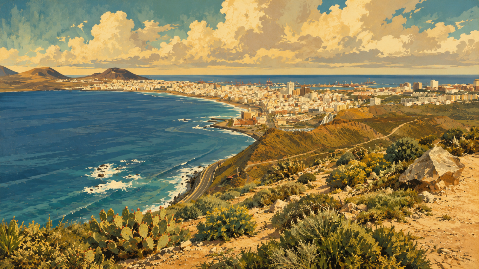 Aussichtspunkt Los Giles mt Blick über den Canteras Strand