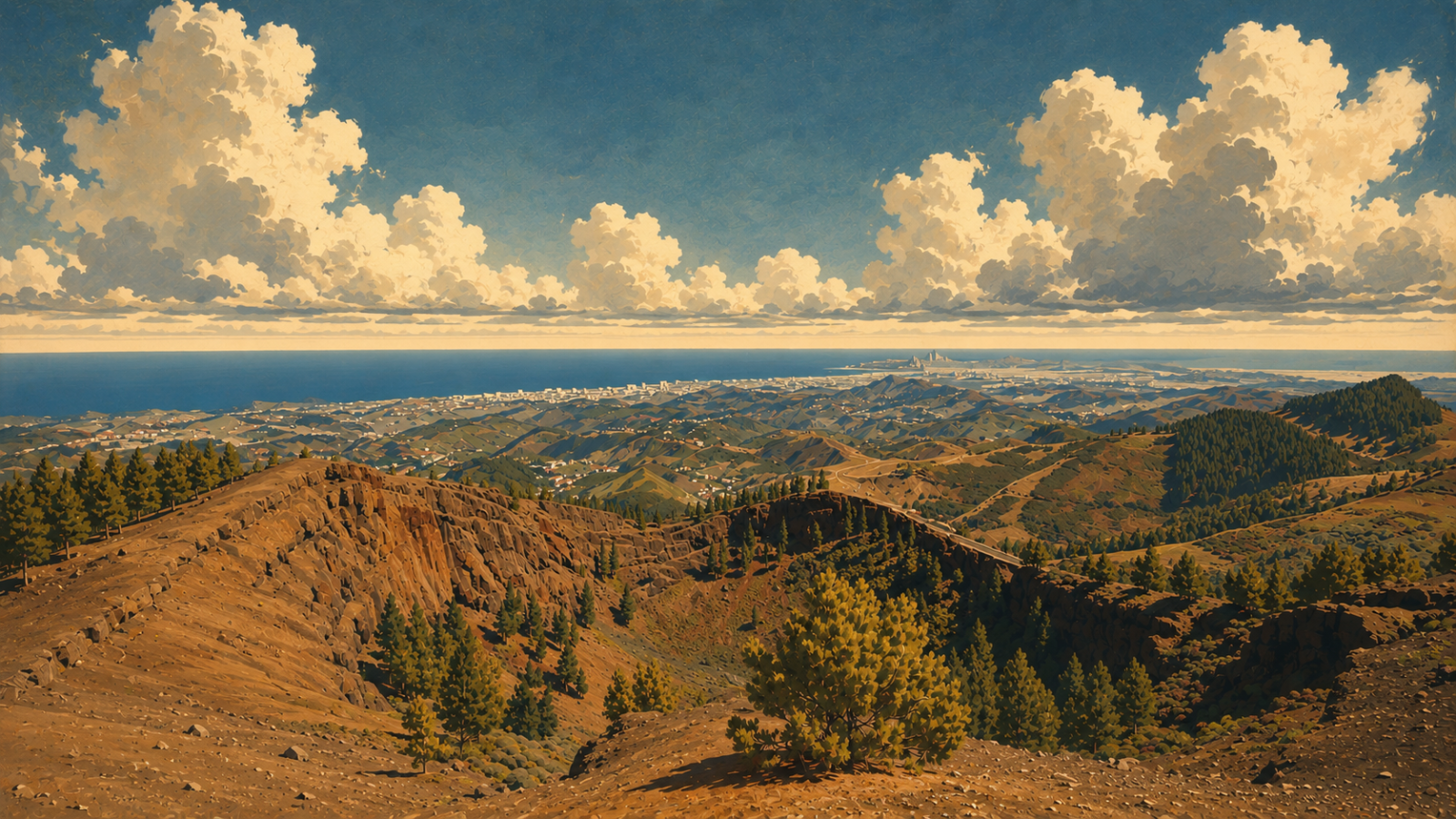 Blick vom Panorama Aussichtspunkt Mirador Pinos de Gáldar auf Gran Canaria