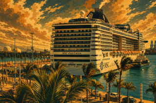 Schiff im Kreuzfahrthafen Las Palmas Muelle Santa Catalina