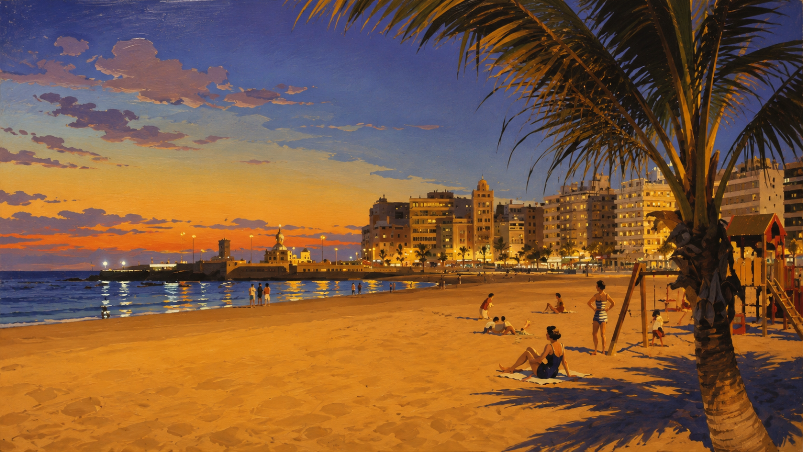 Canteras Strand bei Sonnenuntergang
