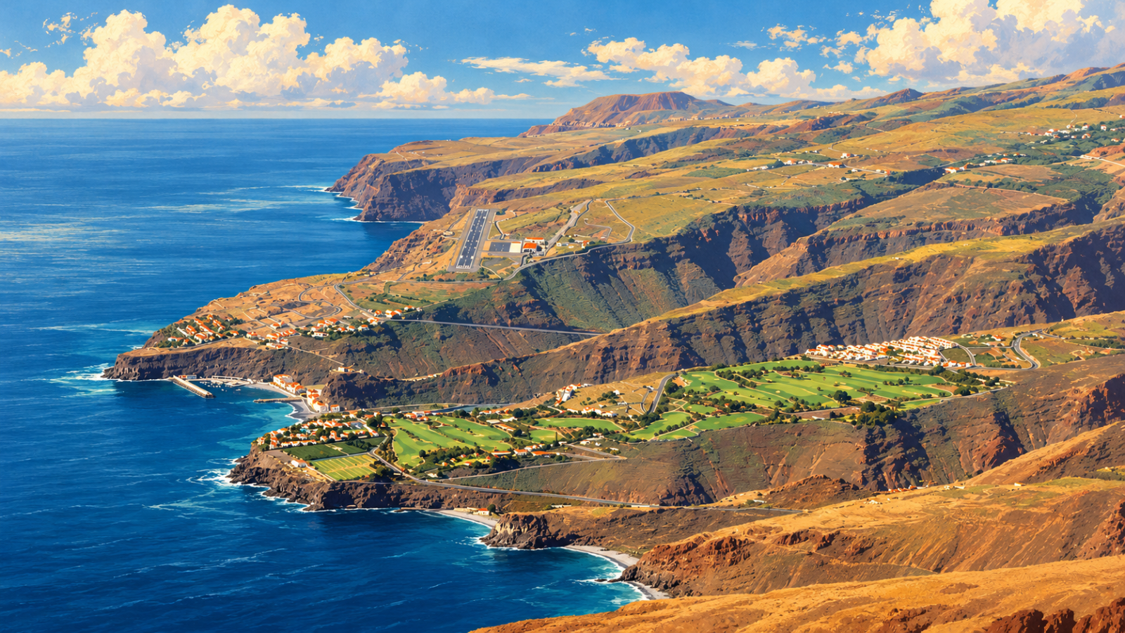Landeanflug auf den Flughafen La Gomera Vogelperspektive