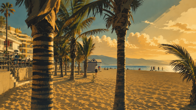 Playa Canteras Strand bei Sonnenuntergang