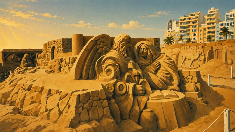 Weihnachten in Las Palmas – Sandkrippe am Canteras Strand