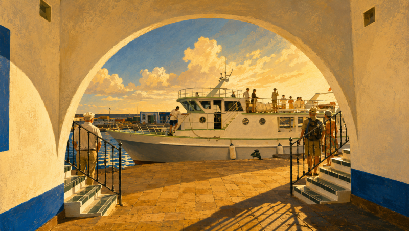 Fähre Lineal Salon im Hafen von Mogan